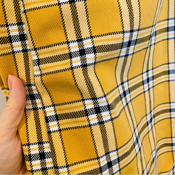 Urban Outfitters Strappy Plaid Mini Dress in Yellow/Black/White, Size Large - Picture 5 of 11